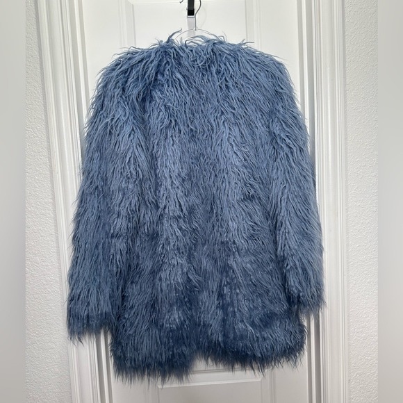 Free People Renata Fur Coat Jacket Blue Oversized Taylor Swift Size XS Blue - Picture 6 of 15